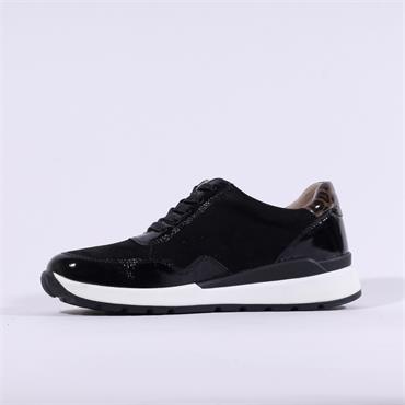 Caprice Franzi Laced Side Zip Trainer - Black Leopard