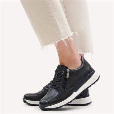 Caprice Franzi Side Zip Wedge Trainer - Navy Leather