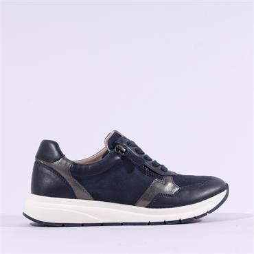 Caprice Kaia Side Zip Laced Trainer - Ocean