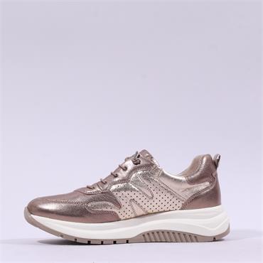 Caprice Kaia Bungee Lace Wedge - Taupe Metallic