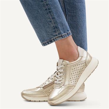 Caprice Kaia Internal Zip Punch Trainer - Gold Deerskin