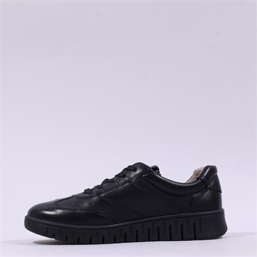 Caprice Fina Side Zip Flex Trainer - Black Leather