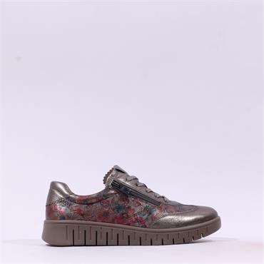 Caprice Fina Side Zip Flex Trainer - Bronze Floral