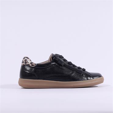 Caprice Manou Side Zip Casual Laced - Black Leather