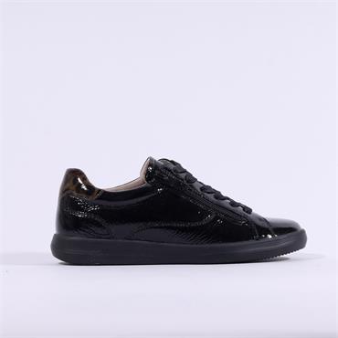 Caprice Manou Side Zip Casual Laced - Black Patent