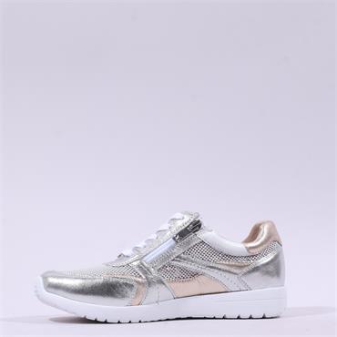 Caprice Peggy Internal Zip Mesh Trainer - Silver Gold