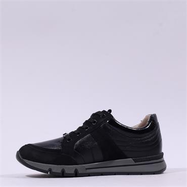 Caprice Ginga Side Zip Lace Trainer - Black Combi
