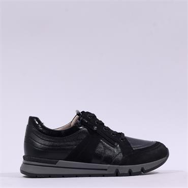 Caprice Ginga Side Zip Lace Trainer - Black Combi