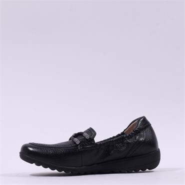Caprice Faby Deerskin Low Link Wedge - Black Deerskin