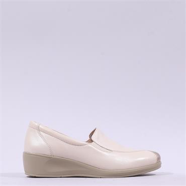 Caprice Finja Slip On Wedge - Cream Leather
