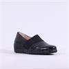 Caprice Finja Slip On Stretch Band Wedge - Black Leather