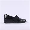 Caprice Finja Slip On Stretch Band Wedge - Black Leather