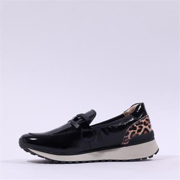 Caprice Kaia Sporty Slip On Link Loafer - Black Leopard