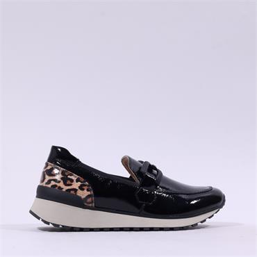 Caprice Kaia Sporty Slip On Link Loafer - Black Leopard