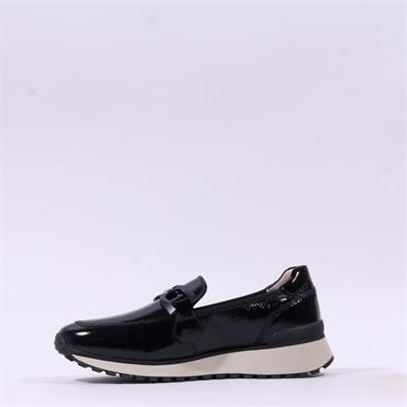 Caprice Kaia Sporty Slip On Link Loafer - Black Patent