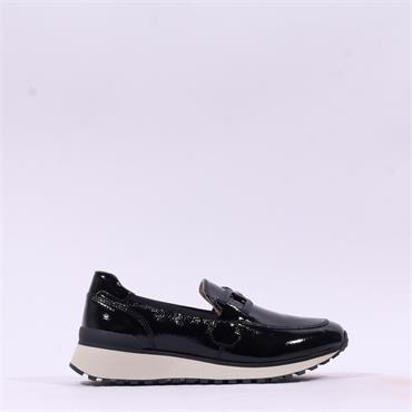 Caprice Kaia Sporty Slip On Link Loafer - Black Patent