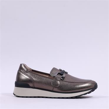 Caprice Kaia Sporty Slip On Link Loafer - Taupe Metallic