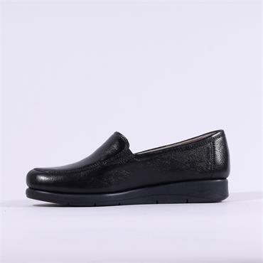 Caprice Frieda Slip On Croc Wedge - Black Leather