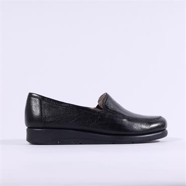 Caprice Frieda Slip On Croc Wedge - Black Leather
