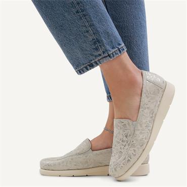 Caprice Frieda Slip On Floral Wedge - Silver Combi