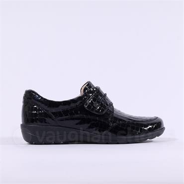 Caprice Vera Velcro Strap Wide Fit (H) - Black Croc