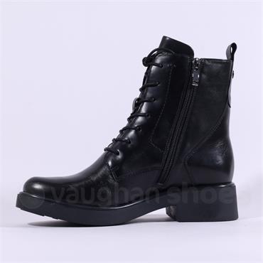 Caprice Kania Bold Sole Lace Ankle Boot - Black Leather