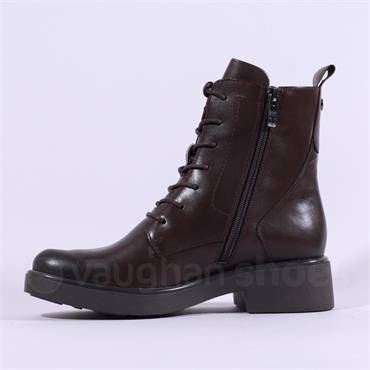 Caprice Kania Bold Sole Lace Ankle Boot - Dark Brown Leather