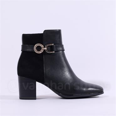 Caprice Francesca Heel Strap Ankle Boot - Black Combi