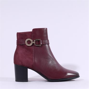 Caprice Francesca Heel Strap Ankle Boot - Bordeaux Combi