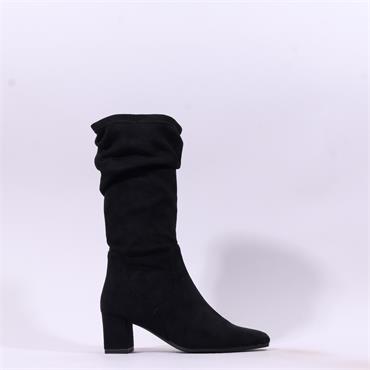 Caprice Tracy Block Heel Mid Calf - Black Stretch