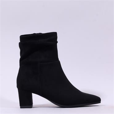 Caprice Tracy Covered Heel Ankle Boot - Black Stretch