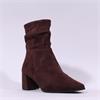 Caprice Tracy Covered Heel Ankle Boot - Dark Brown Stretch