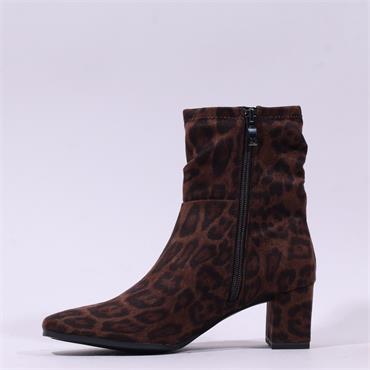 Caprice Tracy Covered Heel Ankle Boot - Leopard Stretch