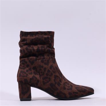 Caprice Tracy Covered Heel Ankle Boot - Leopard Stretch