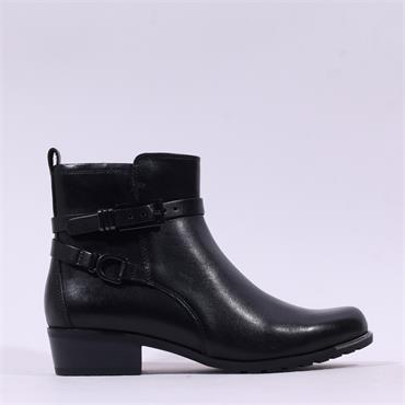 Caprice Kelli Strappy Ankle Boot - Black Leather