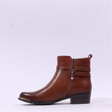 Caprice Kelli Strappy Ankle Boot - Cognac Leather