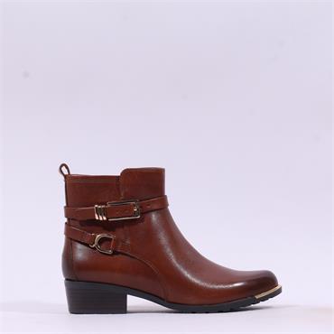 Caprice Kelli Strappy Ankle Boot - Cognac Leather