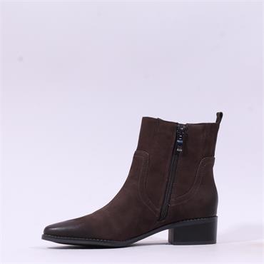 Caprice Harmony Low Heel Western Boot - Brown Nubuck