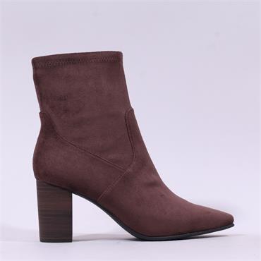 Caprice Audrey Point Toe Block Heel Boot - Chocolate