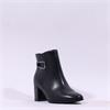 Caprice Francesca Block Heel Buckle Boot - Black Leather