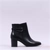 Caprice Francesca Block Heel Buckle Boot - Black Leather