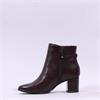 Caprice Francesca Block Heel Buckle Boot - Dark Brown Leather
