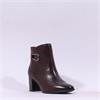 Caprice Francesca Block Heel Buckle Boot - Dark Brown Leather