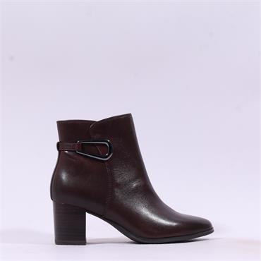 Caprice Francesca Block Heel Buckle Boot - Dark Brown Leather