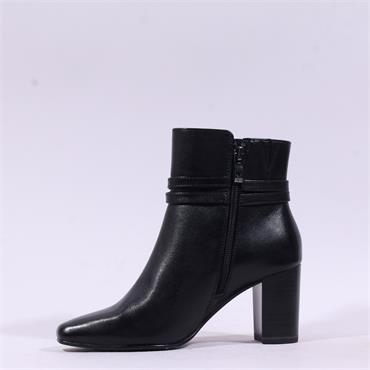 Caprice Audrey Block Heel Strappy Boot - Black Leather