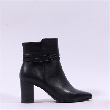 Caprice Audrey Block Heel Strappy Boot - Black Leather