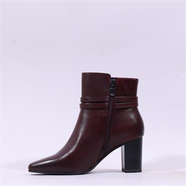 Caprice Audrey Block Heel Strappy Boot - Bordeaux Leather