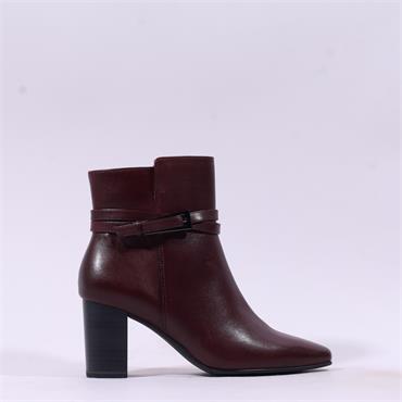 Caprice Audrey Block Heel Strappy Boot - Bordeaux Leather