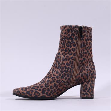 Caprice Audrey Block Heel Ankle Boot - Leopard Print
