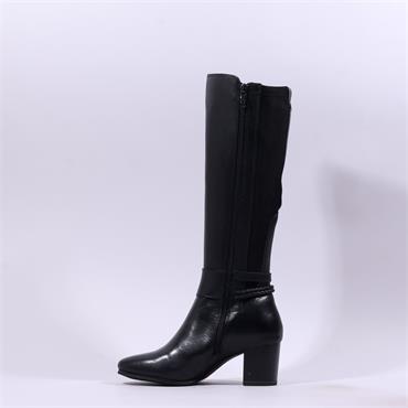 Caprice Francesca Block Heel Long Boot - Black Combi